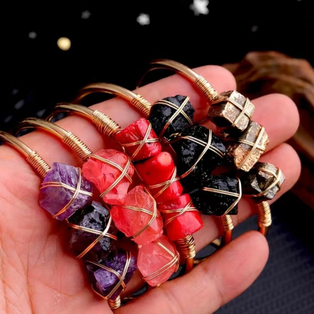 Luxe bohemian natural amethyst cuff bracelet - Picture 8 of 14